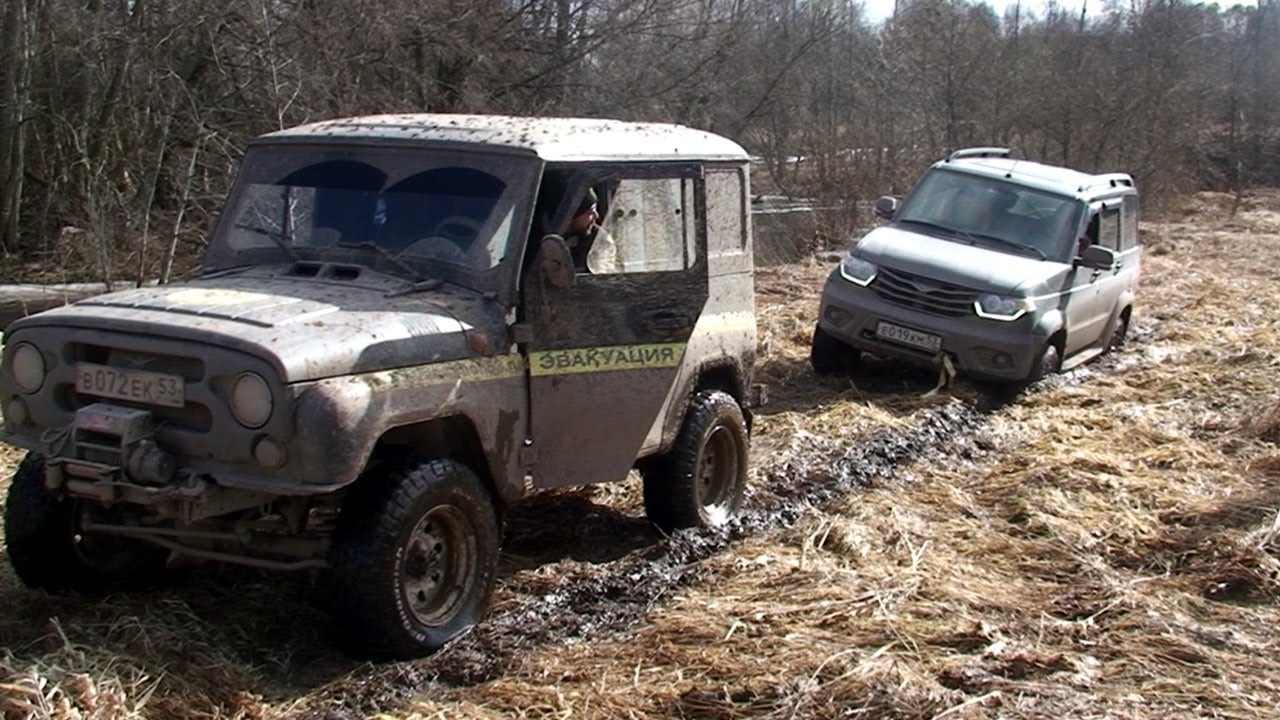 Поездка по весенней грязи на УАЗах и Chevrolet Niva