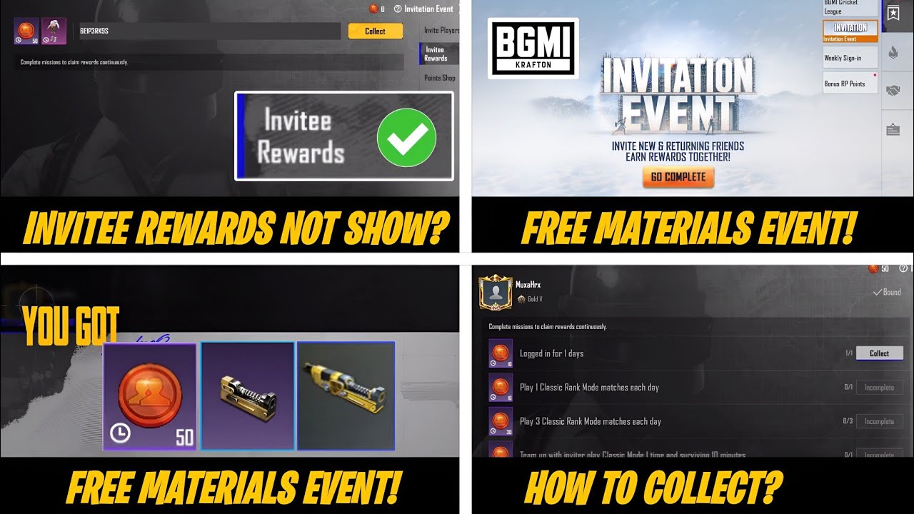 Invitee Rewards Not Showing Problem | Bgmi New Invitation Event | How To Invite In Invitation Event?