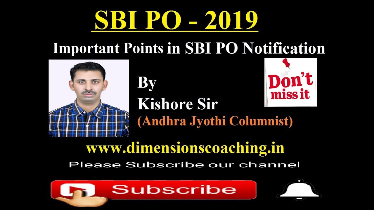 #SBIPO2019 #SBIPO2019ImportantPoints #SBIPO2019notification important points by Kishore Sir
