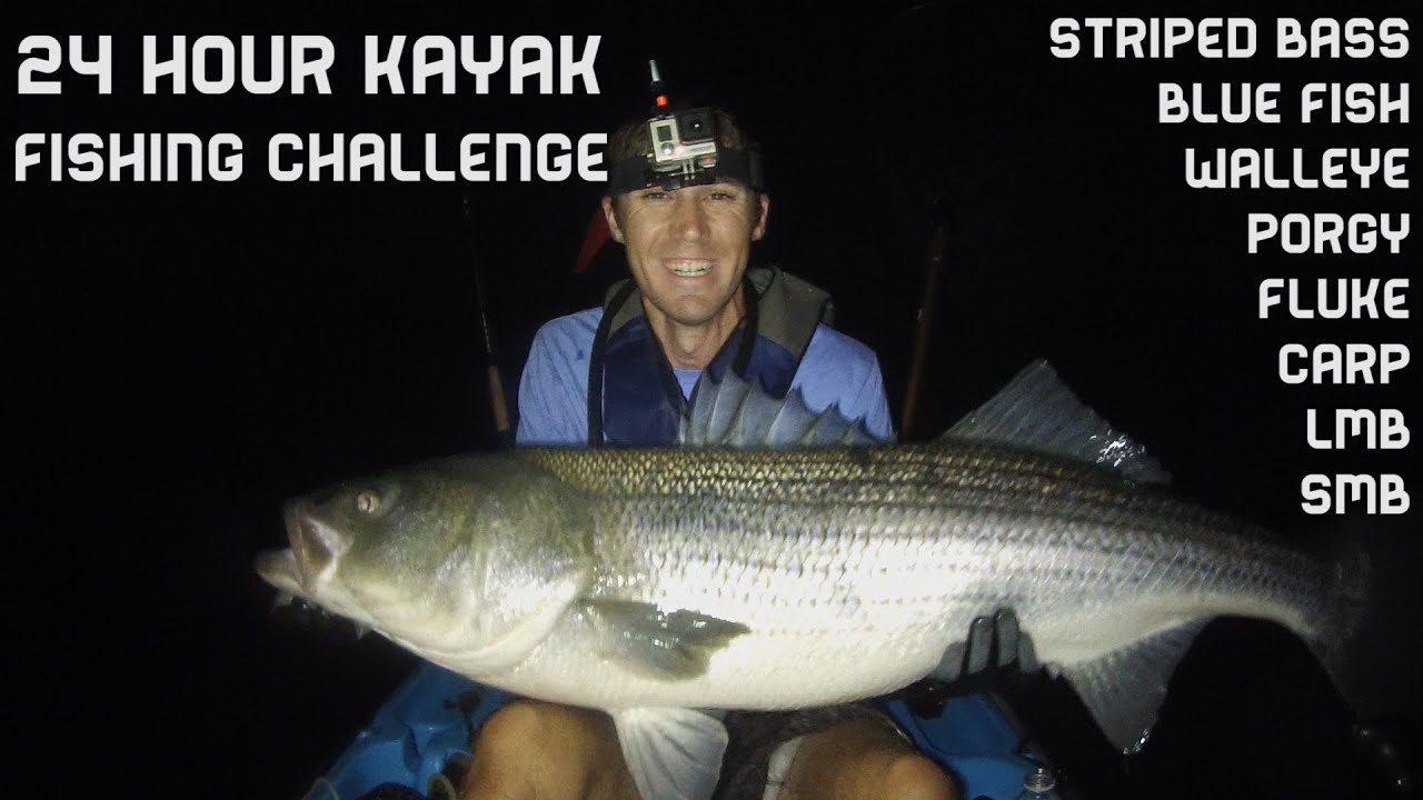 July Montauk 24 Hour Kayak Fishing Challenge. 40lb+ Striped Bass, Walleye, Carp, LMB, SMB, and more!