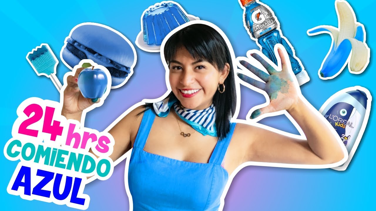 24 HORAS COMIENDO SOLO AZUL 🧊 ¡El Color Más Difícil de Encontrar!😅 Conny Merlin