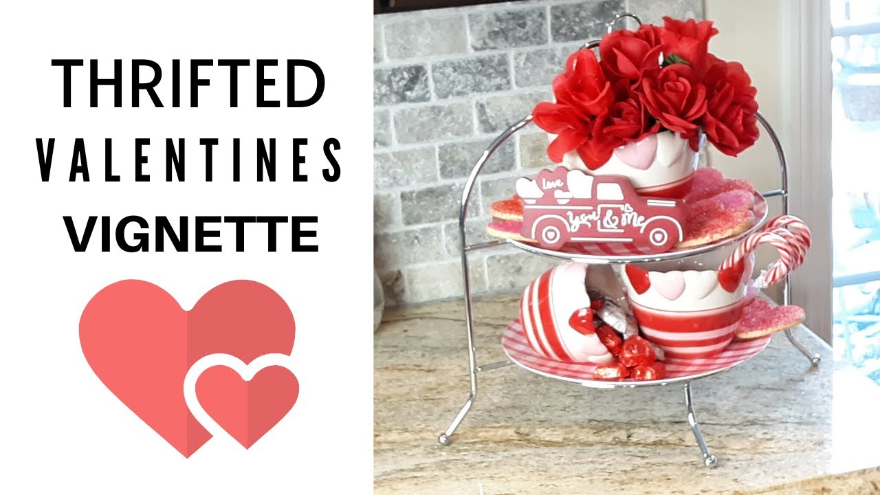 VALENTINES VIGNETTE || DECORATE WITH ME USING THRIFTED FINDS || BUDGET-FRIENDLY VALENTINES DECOR