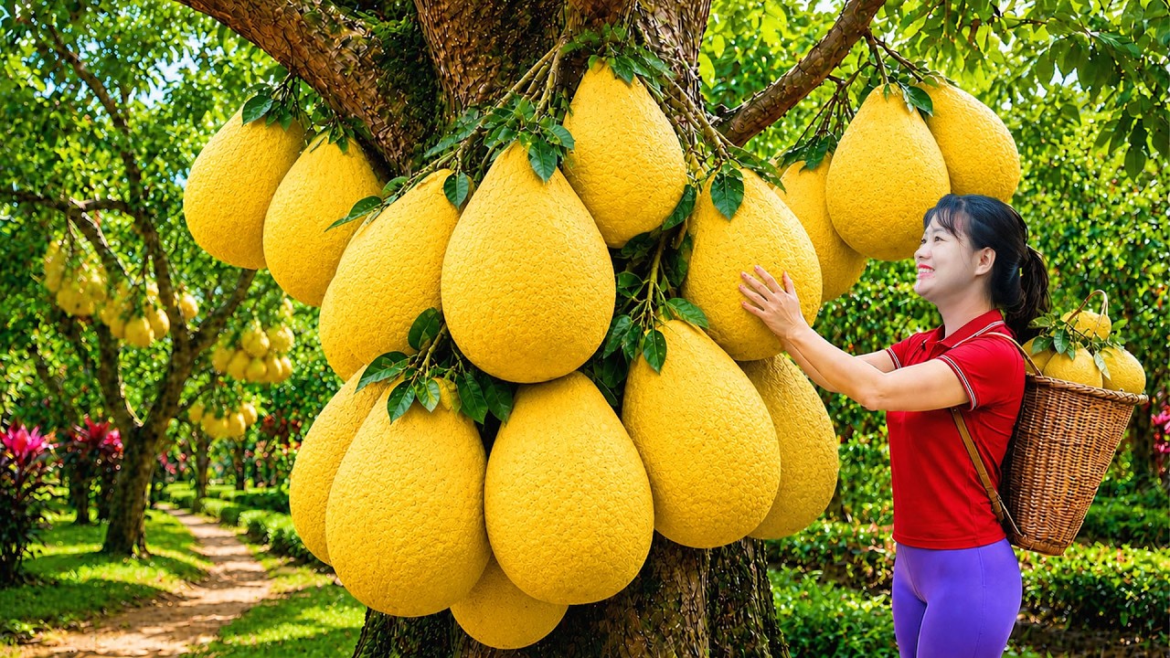 TIMELAPSE -- Harvesting Giant Grapefruits To Market Sell | The Biggest Summer Harvest of the Season