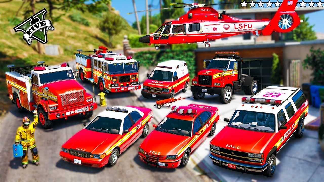 GTA 5 - Stealing FIRE Department Vehicles With Franklin! | (Real Life Cars #108)