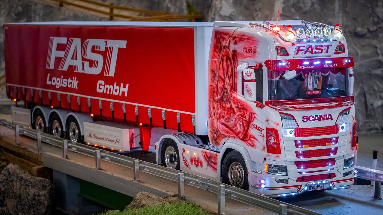 Mega AIRBRUSH Scania RC TRUCK 1/14 & more awesome RC trucks with trailer & construction machines