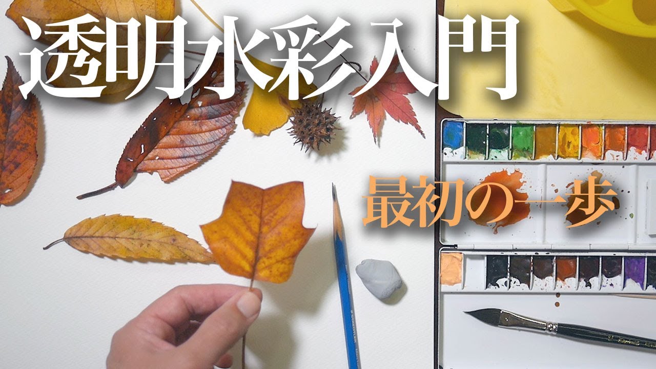 簡単で失敗しない落ち葉の描き方【初めての水彩絵具入門】字幕付