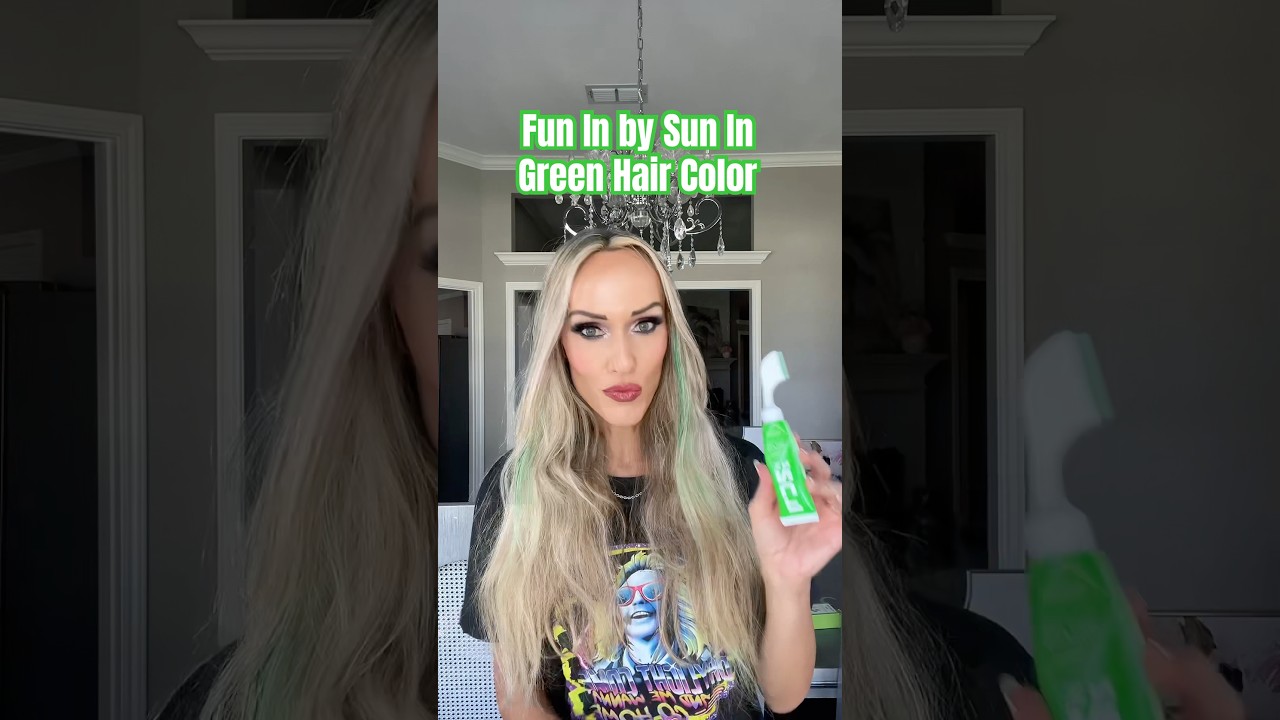 Green Temporary Hair Color by Fun in by Sun In 🪲 #beetlejuice #hairtransformation