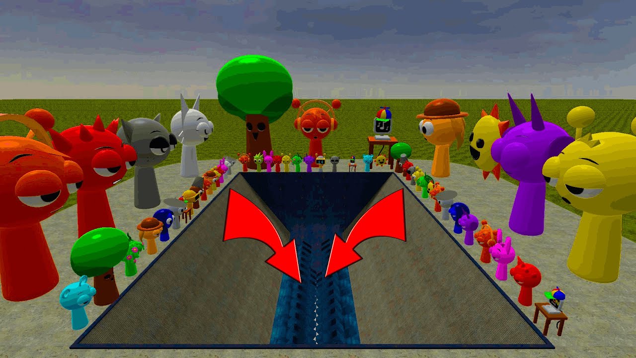 KICKING ALL TYPES SPRUNKI DOWN IN GIANT SHREDER IN GARYSMOD !