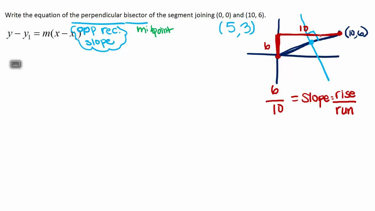 Write the Equation of a Perpendicular Bisector of a Segment