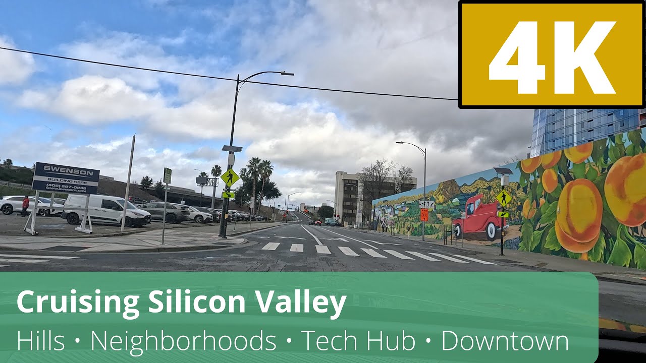 Slow Cruise Drive in Silicon Valley | Light Rain • 45 Minutes