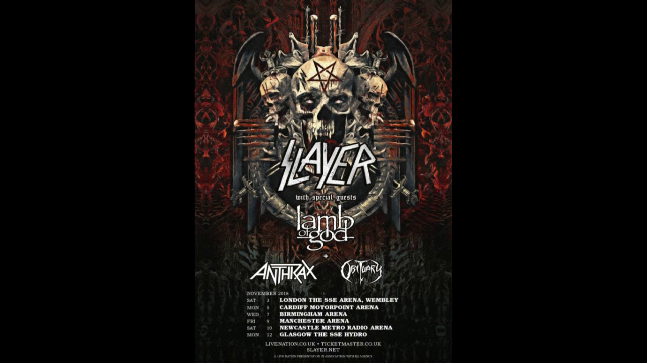 Slayer (US) Live @ Motorpoint Arena, Cardiff.Wales. 5th November 2018 (Full set)
