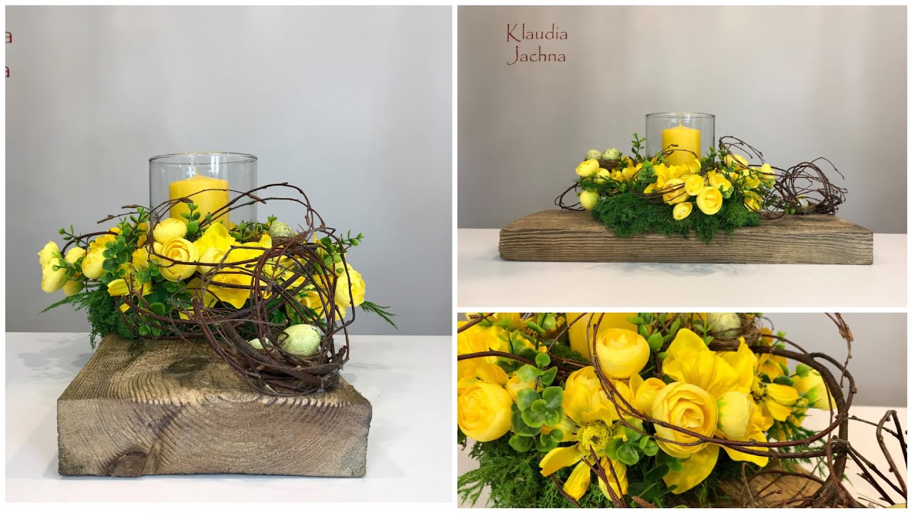 STROIK ŚWIĄTECZNY ZE ŚWIECĄ / STROIK WIELKANOCNY / SPRING DECORATIONS DIY