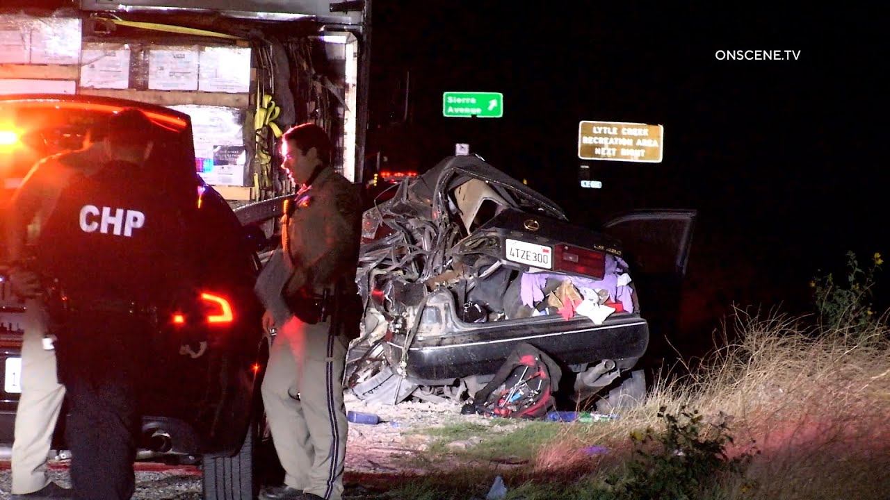 Driver Dead After Smashing Into Semi Truck, Fontana, CA
