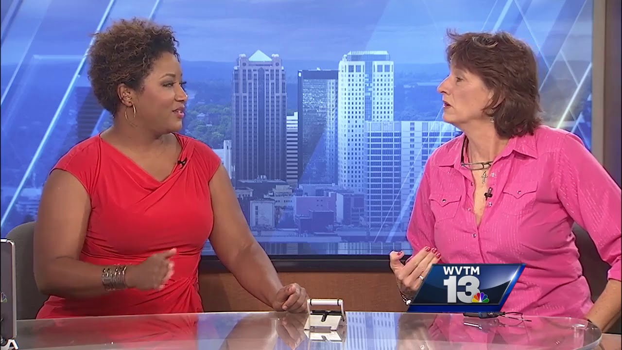Comedian Julie Scoggins in studio with Eunice Elliott