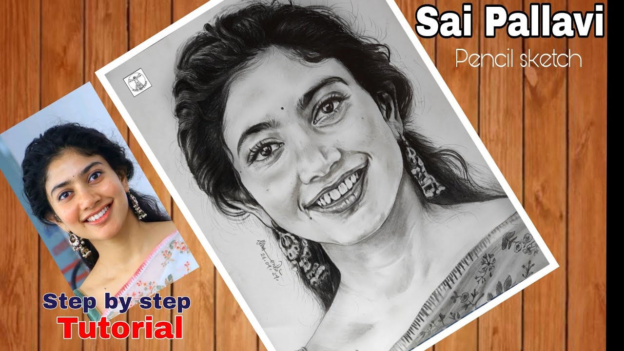 Actress Sai Pallavi Pencil Drawing Video/ How to draw Realistic Portrait of Sai Pallavi ,Tutorial