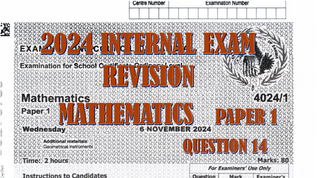 2024 Internal Mathematics Paper 1 Question 14