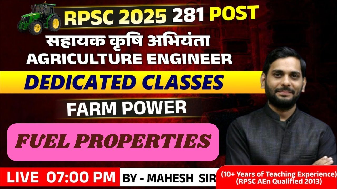 RPSC ASSISTANT AGRICULTURE ENGINEER || FARM POWER || Fuel Properties