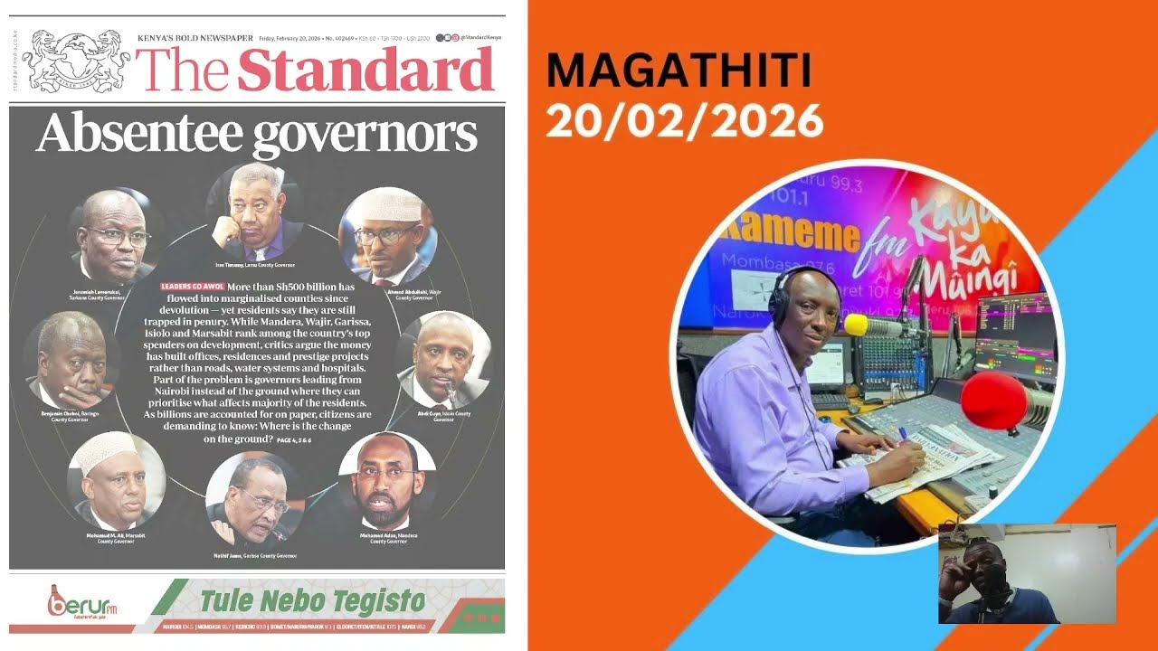 Kameme Magathiti Today || EASTERN REGION GOVERNORS RUNNING AWAY FROM THEIR PEOPLE ||  20/02/2026.