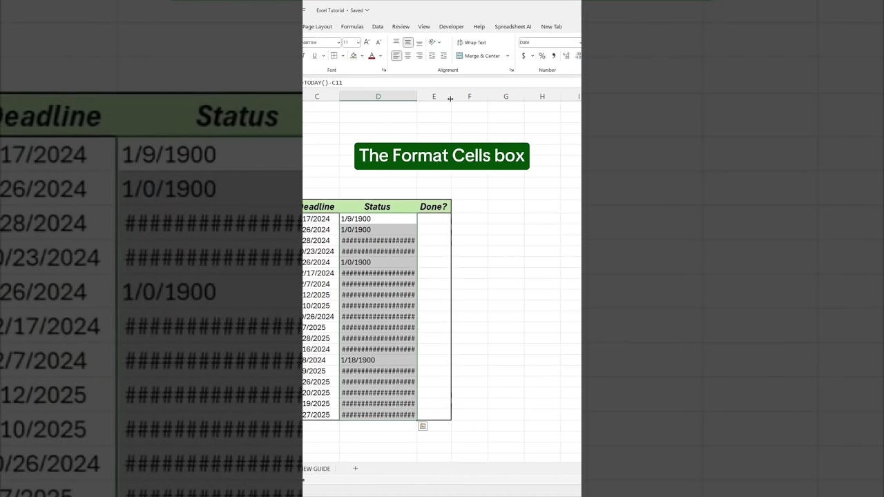🙏 how to create a deadline tracker in Excel. #excel #exceltech