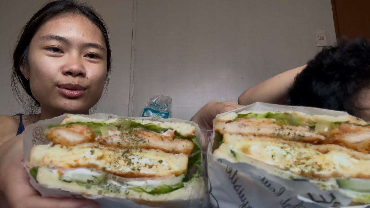 Trying Bella Cafe’s Chicken Overload sandwich with bf