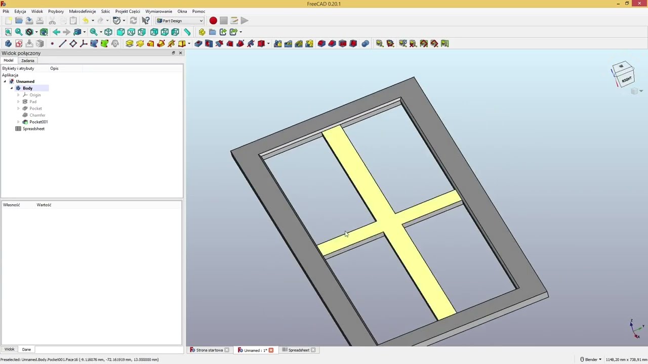Witryna Meblowa parametrycznie - jak krok po kroku zamodelować we FreeCad
