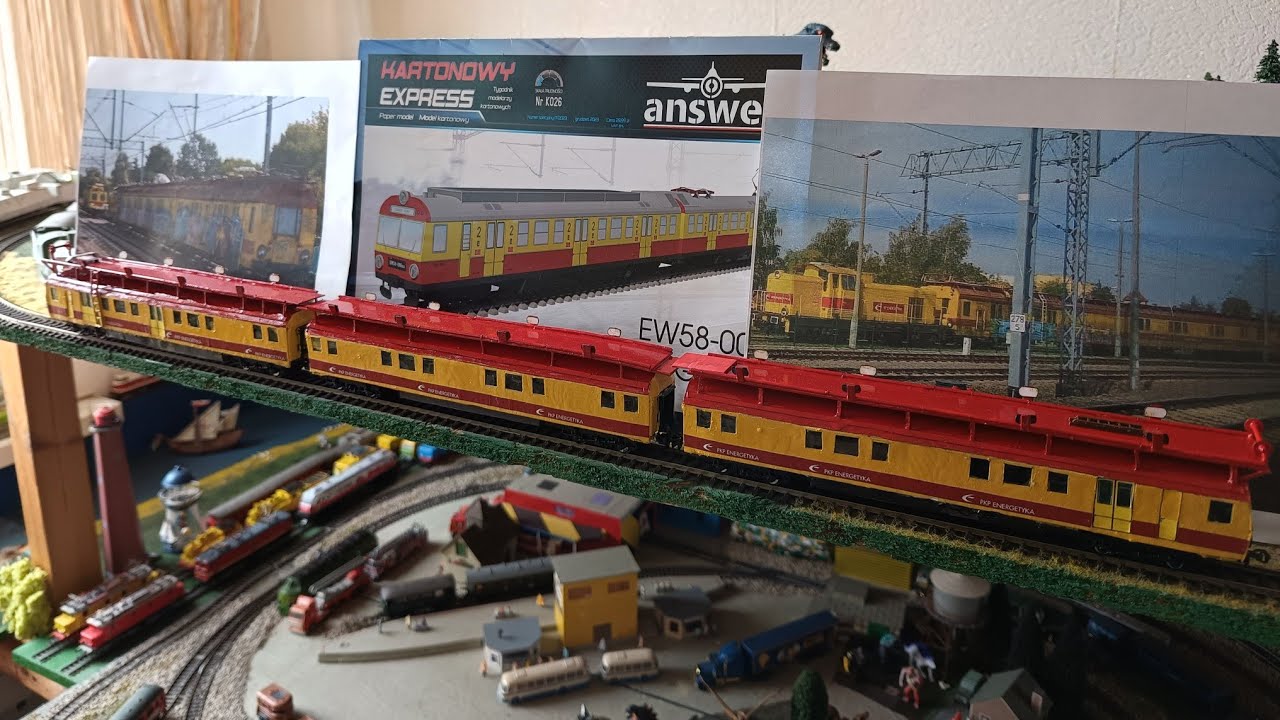 Prezentacja zestawu EW58-001 PKP Energetyka / cały zestaw skończony Model kartonowo plastykowy 1:87
