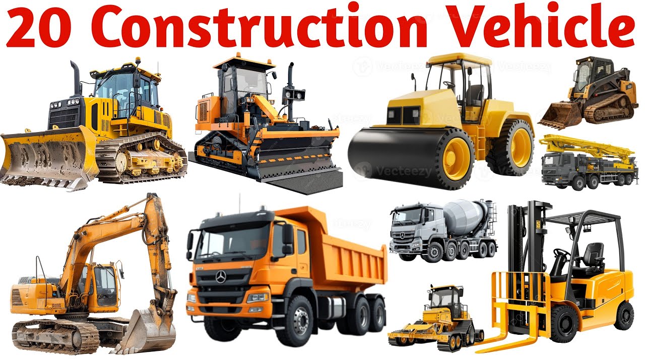 बच्चों के लिए निर्माण वाहन नाम | 20 Construction Vehicle Names for Kids | Heavy Machines Learning