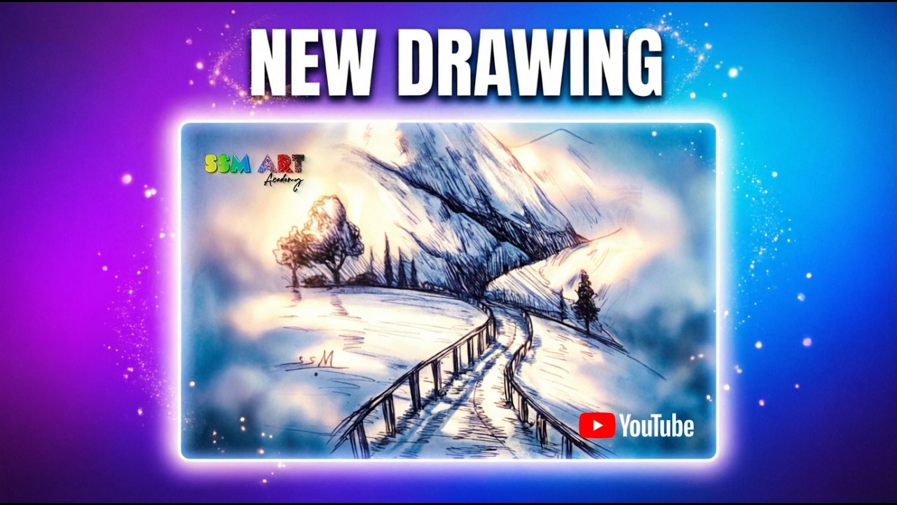 Relaxing Pen & Ink Landscape Drawing 🏔️ How to Sketch Mountains & Scenic Path | SSM Art