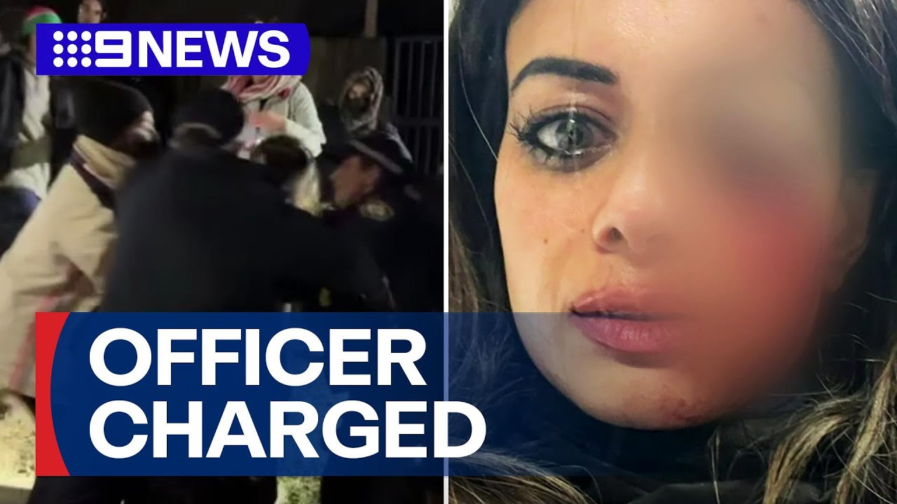 Police officer charged with assault over arrest of Hannah Thomas at protest | 9 News Australia