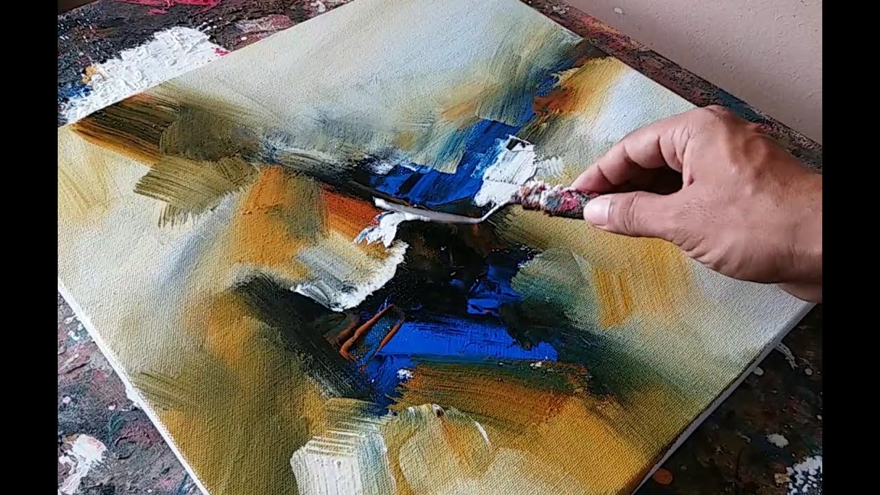 Abstract painting / Demonstration / Easy blending and palette knife techniques in acrylics