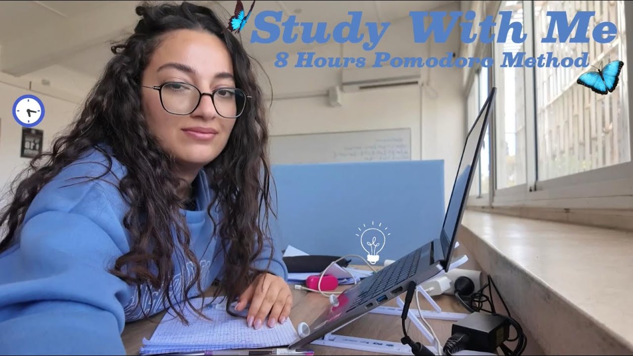 8 Hours Study With Me| Background: no music| Break 10 min, reading, nature sounds, study with Sally