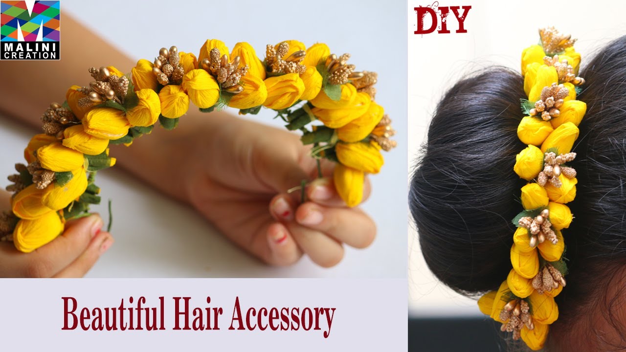 How To Make Jasmine Flowers with crepe Paper | DIY | Jasmine Veni | Hair Accessories