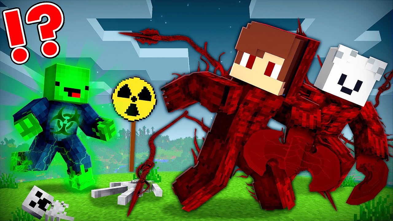 CARNAGE Speedrunners vs RADIOACTIVE Hunter in Minecraft - Maizen JJ and Mikey