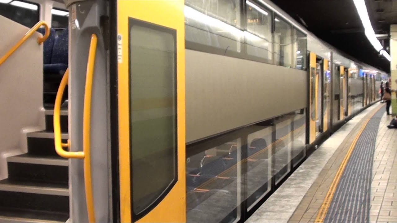 Sydney CityRail train at Town Hall station - Arrival and Departure