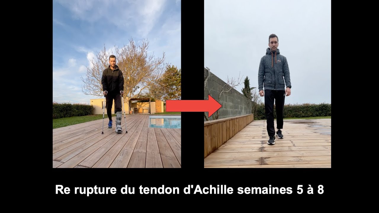 Re rupture du tendon d'Achille semaines 5 à 8 début de la rééducation