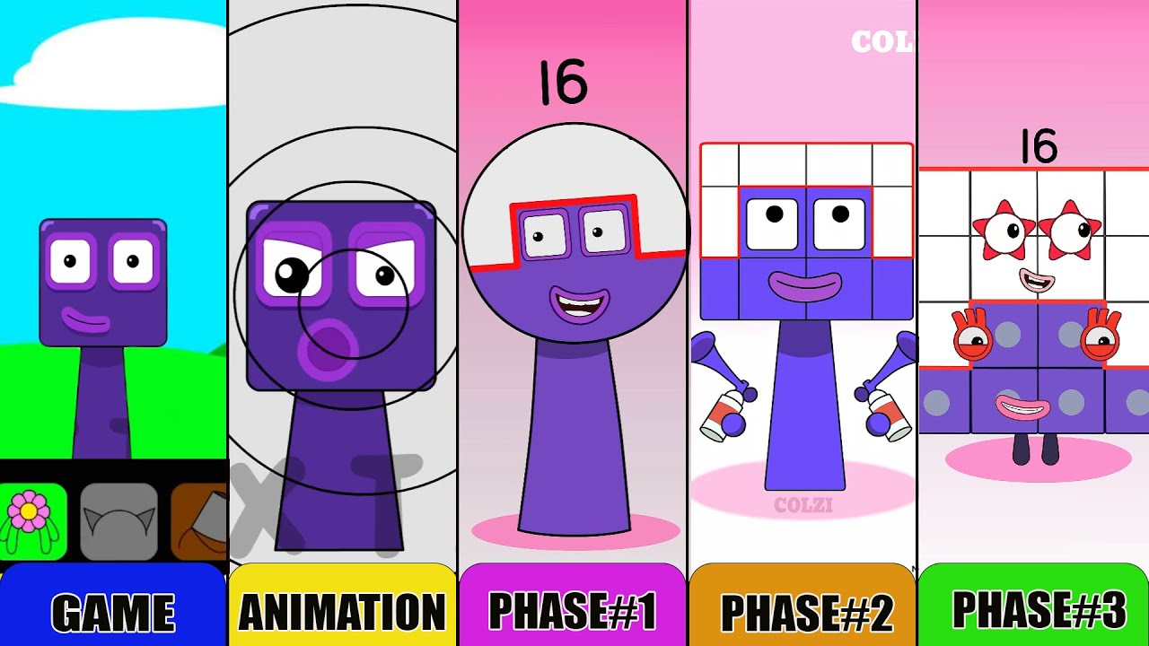 My NEW! Sprunki OC: SIXTEEN (From NumberBlocks) Phase 4 Animation vs Game (All Versions)