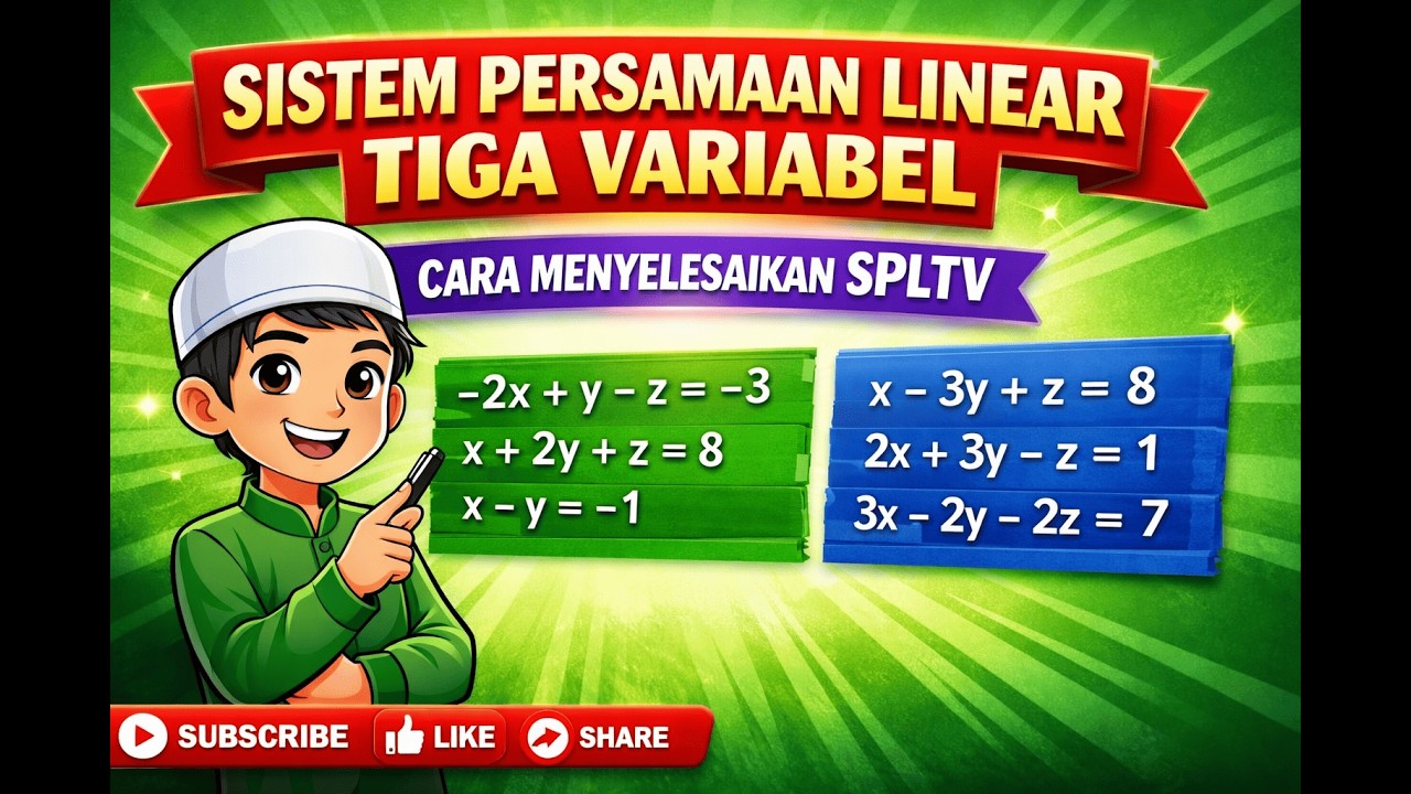 Sistem Persamaan Linear Tiga Variabel (SPLTV) – Cara Penyelesaian SPLTV (Pembahasan No 5 – 6)