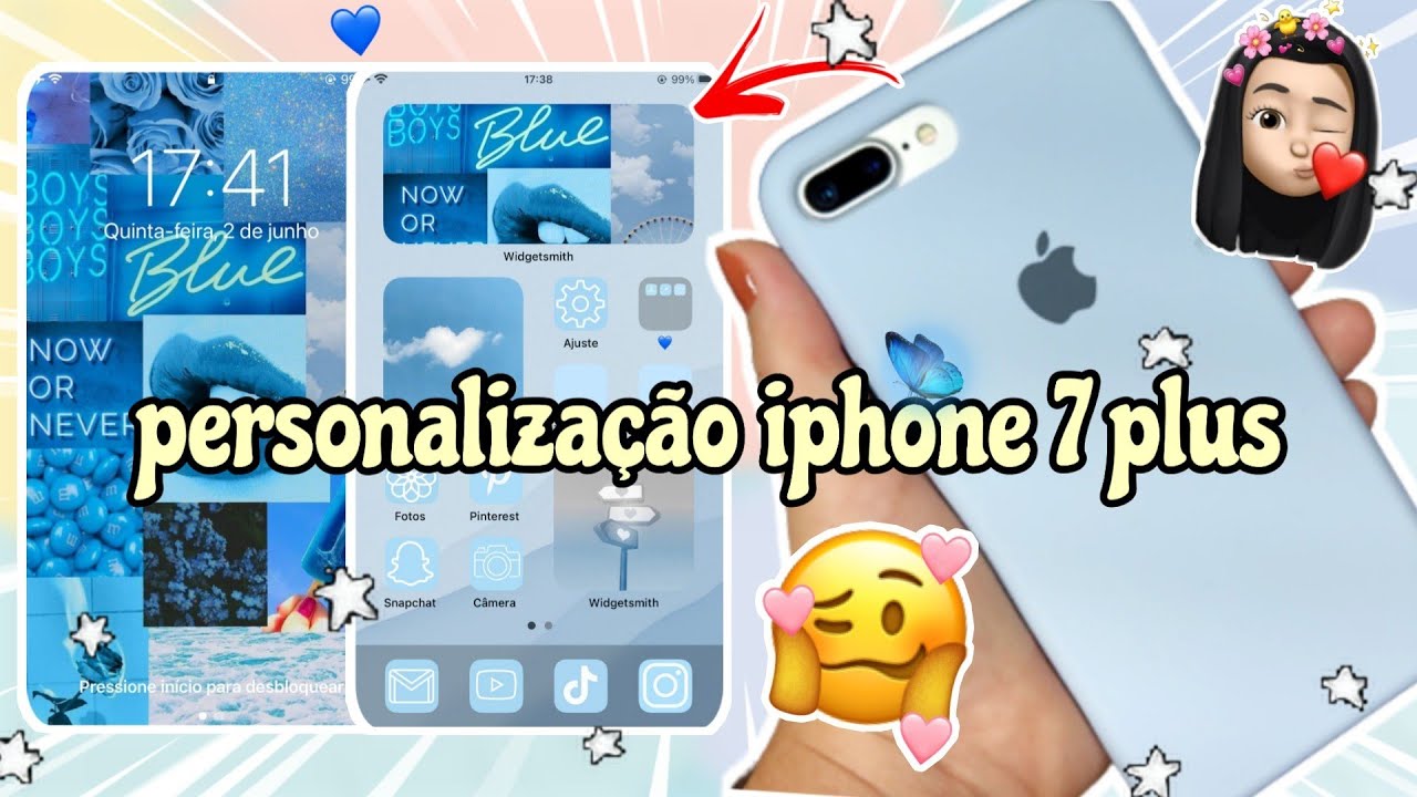 PERSONALIZANDO MEU IPHONE 7 PLUS | personalização do zero ~ azul pastel 💙 ~ *2022*