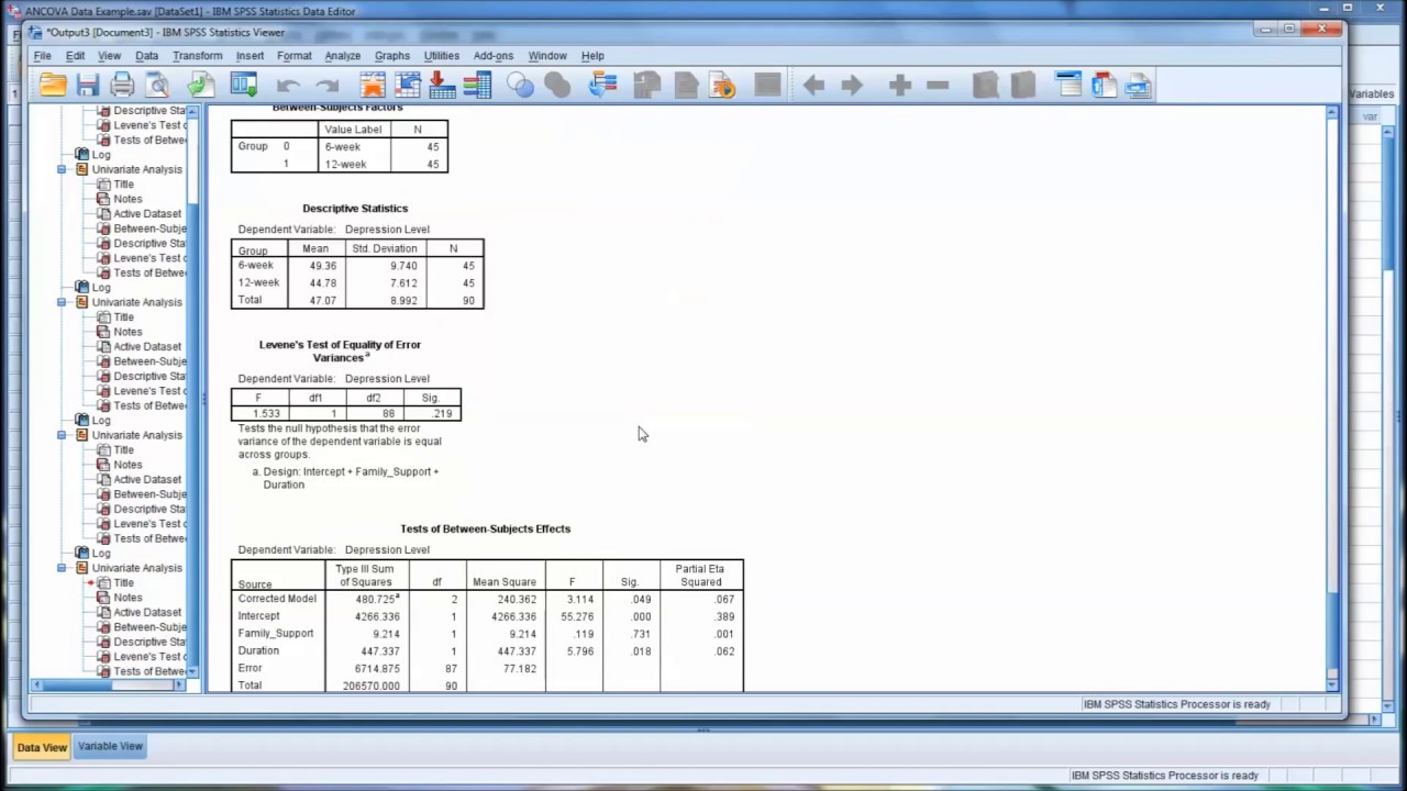 ANCOVA в SPSS