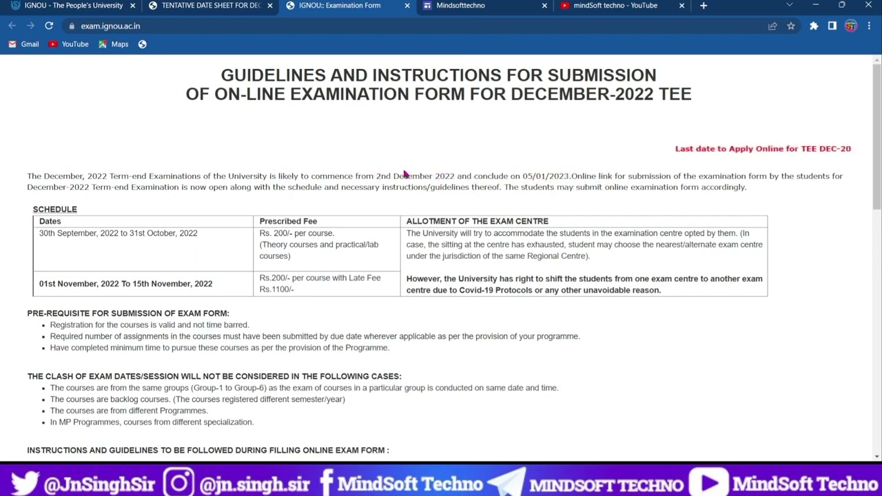 IGNOU DECEMBER 2022 EXAM FORM RELEASE 🤩 Big Changes In Exam | Ignou Exam form & Datesheet DEC2022TEE