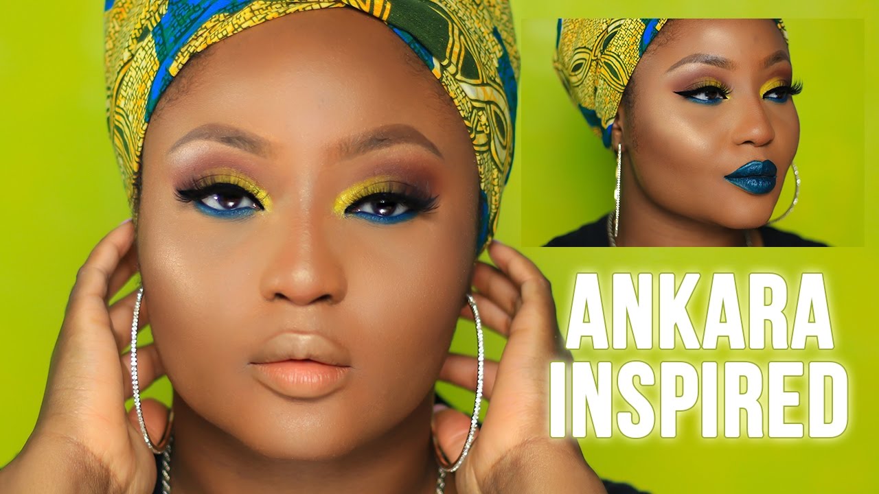 Summer Yellow Blue Ankara Inspired Makeup Tutorial | Youkeyy