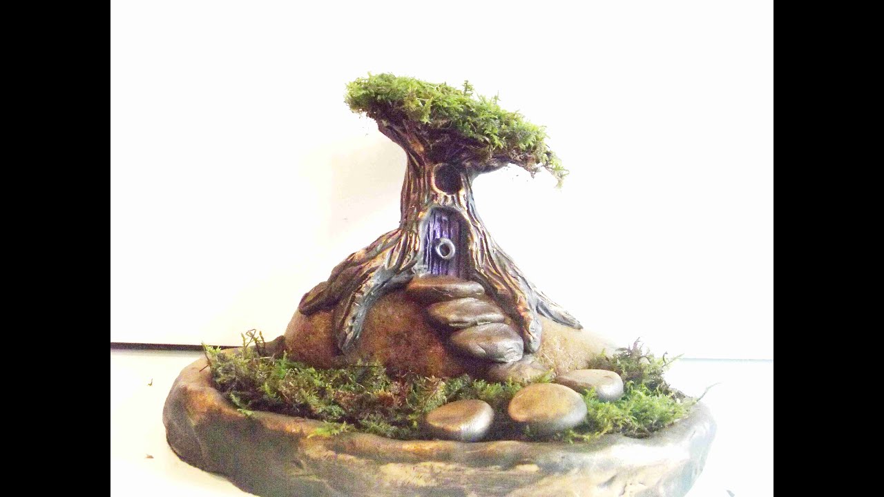 How To Sculpt A Fairy Tree House and Garden In Polymer Clay 4X Speed