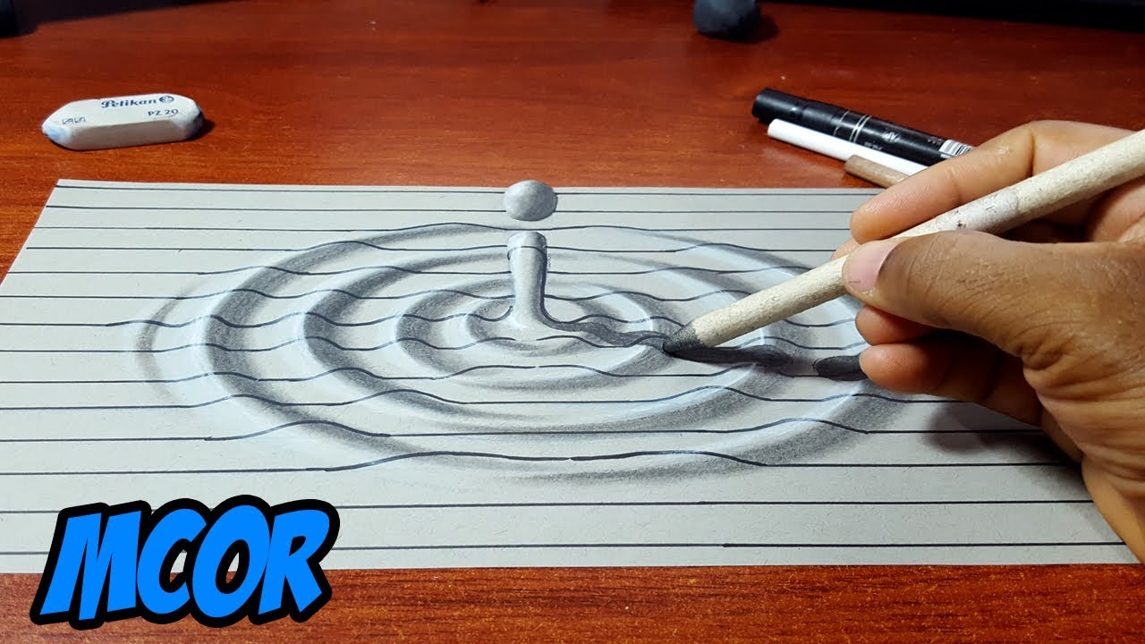 Como Dibujar una Gota de Agua Efecto 3D con Lineas