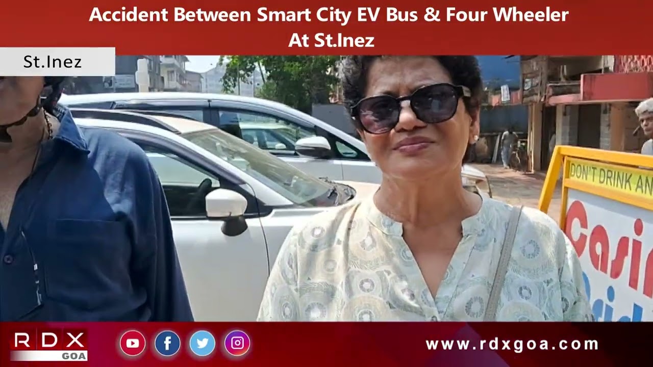 Accident Between Smart City EV Bus & Four Wheeler At St. Inez