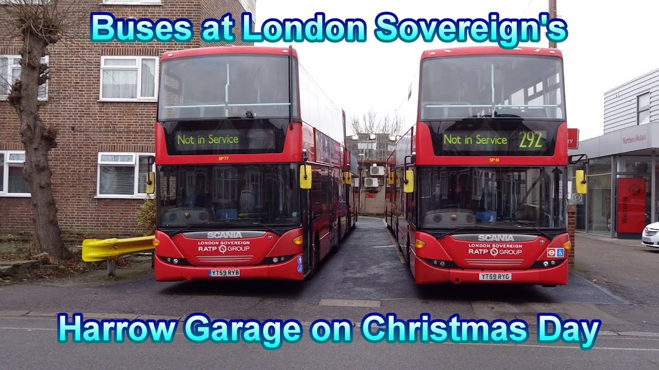 Buses at London Sovereign's Harrow Garage on Christmas Day