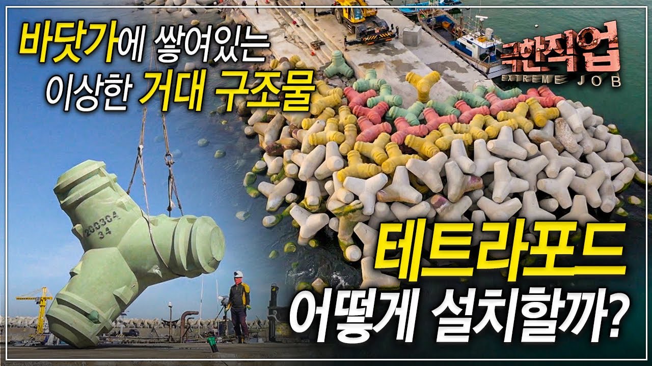 끊이지 않는 추락 사고, 바다의 블랙홀 테트라포드의 변신! 국내 최초 안전 컬러 테트라포드 작업 현장│테트라포드 어떻게 설치할까?│극한직업│#골라듄다큐