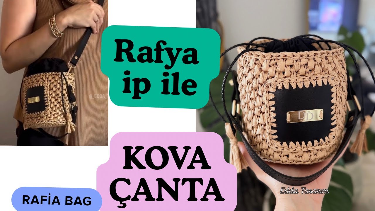 ✅Rafya KOVA,sepet &ccedil;anta yapıyoruz ‼️chorcet bag making tutorial‼️kolay hasır &ccedil;anta..Edda Tasarım 