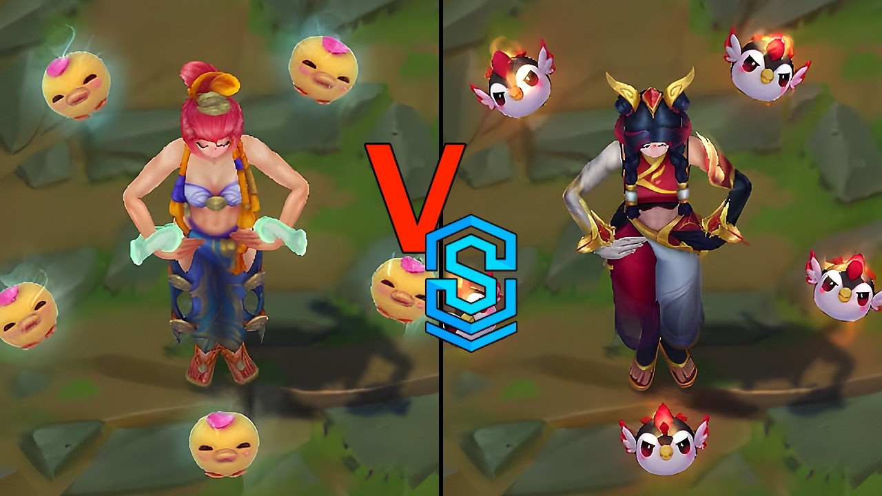 Spirit Blossom Springs Yunara VS T1 Yunara Skins Comparison