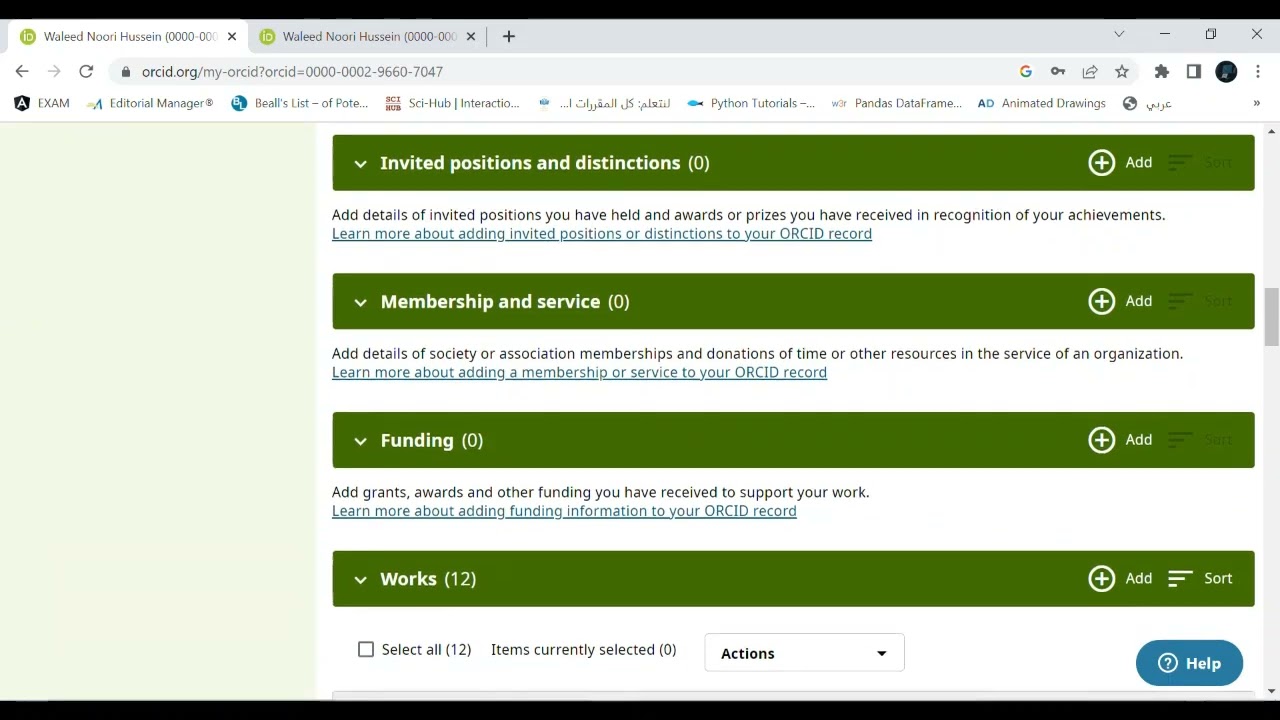Orcid تحديث صفحة الباحث في
