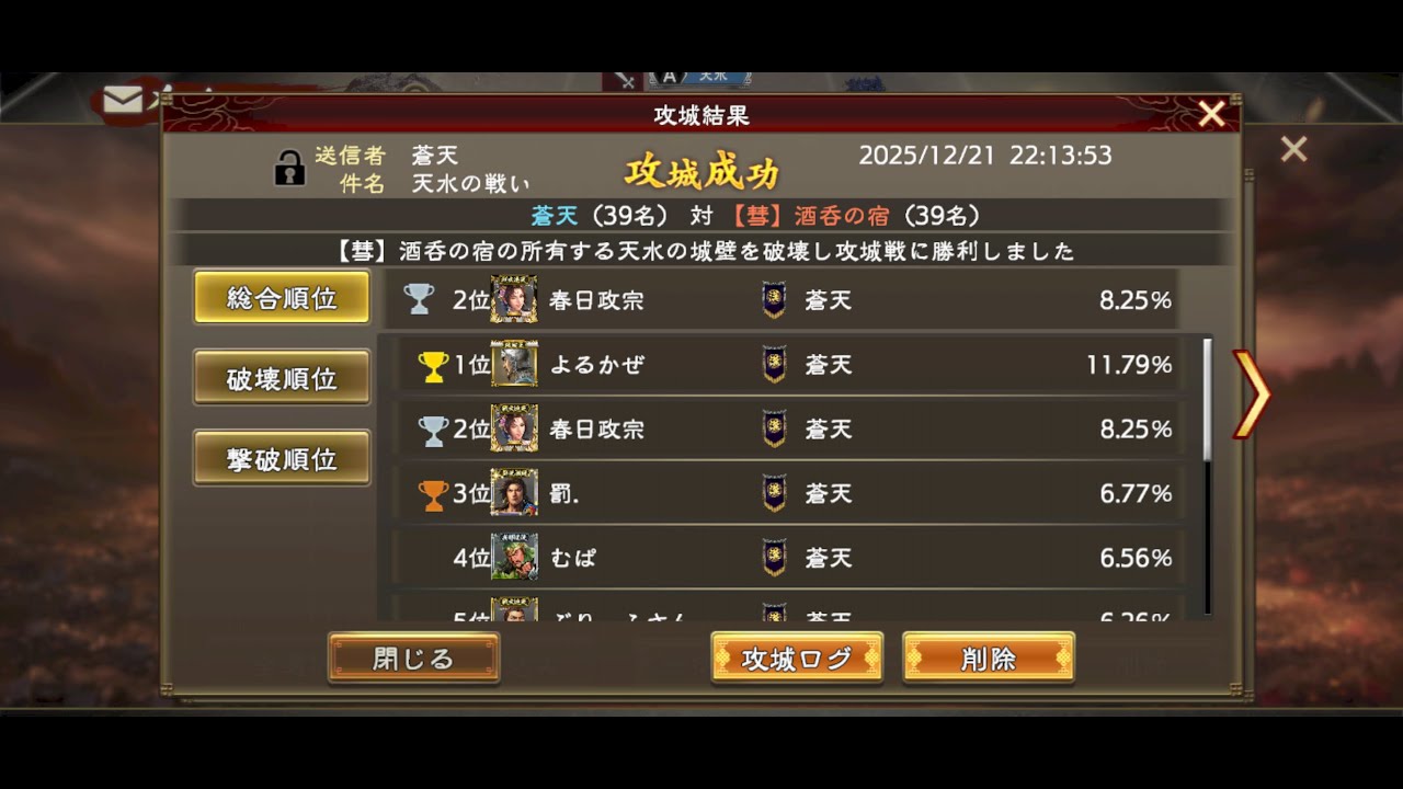 【三国志覇道】張郃鯖 天水の戦い 蒼天 VS 酒吞の宿 魏鯖の初陣